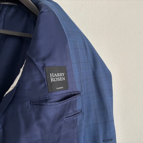 $2500 Canali Windowpane Blue Checked Suit - Size 46. Pants 38x31 - Picture 4 of 14